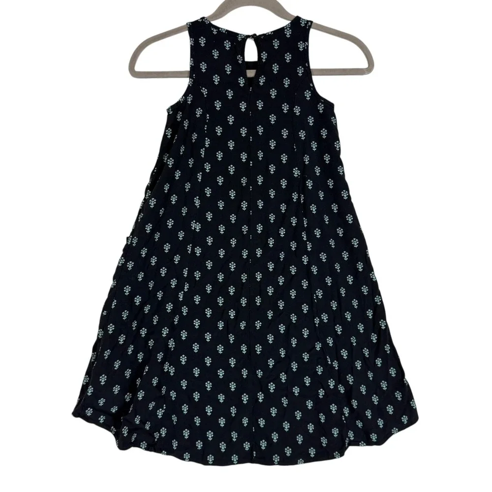 Old Navy Dress Girls 8 Blue Floral Hi Low Sleeveless Trapeze Swing Pockets